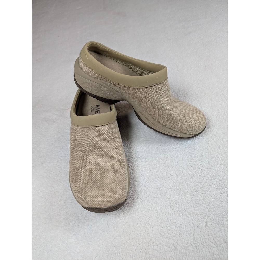 Merrell Encore Moc Tan Textile Slip On Clog Shoes Air Cushion Heel W 6